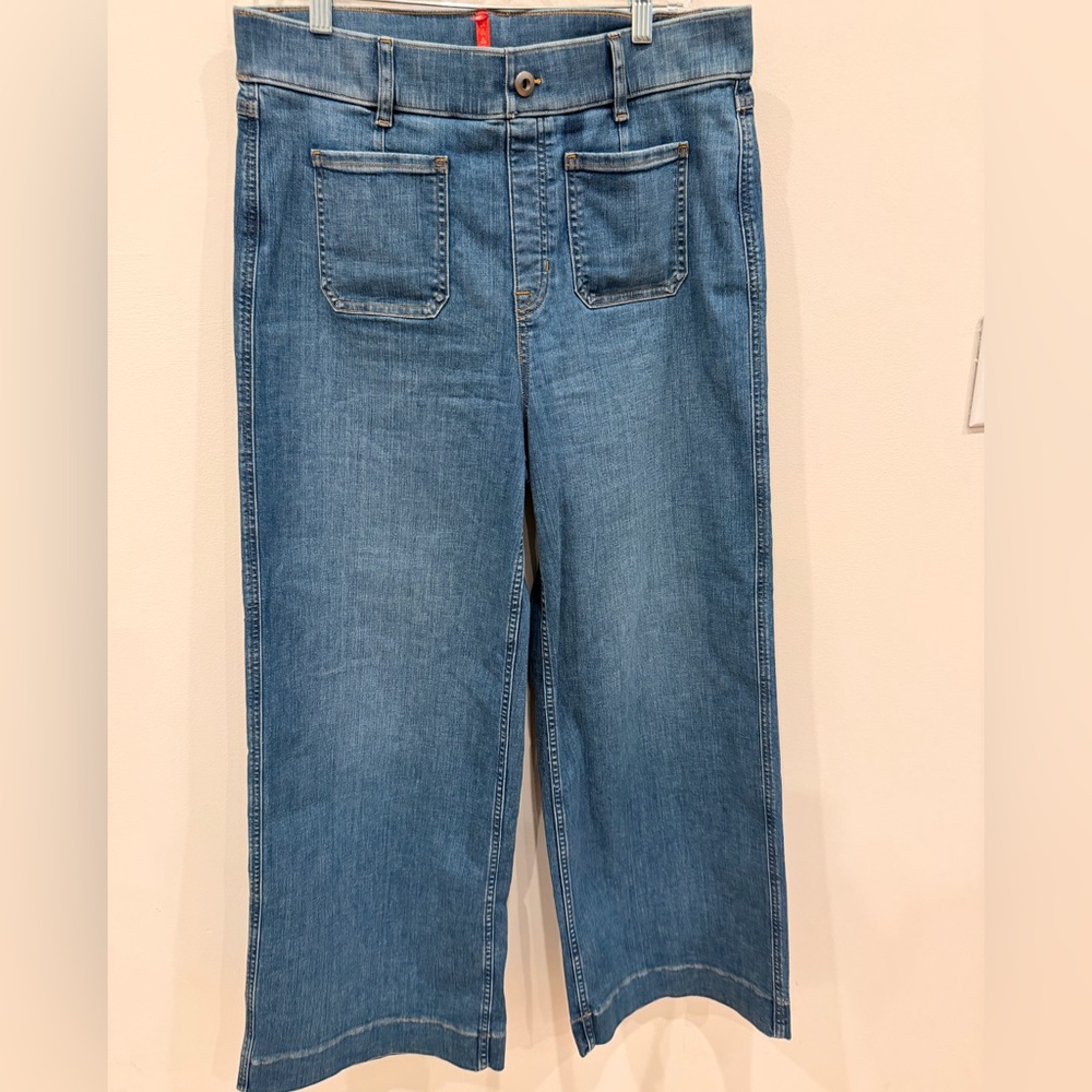 SPANX Wide Leg Jeans Womens Large Tall High Rise Medium Wash 29 Inseam‎